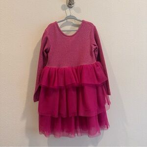 Hanna Andersson Fuchsia Long Sleeve Tulle Sparkle Dress
